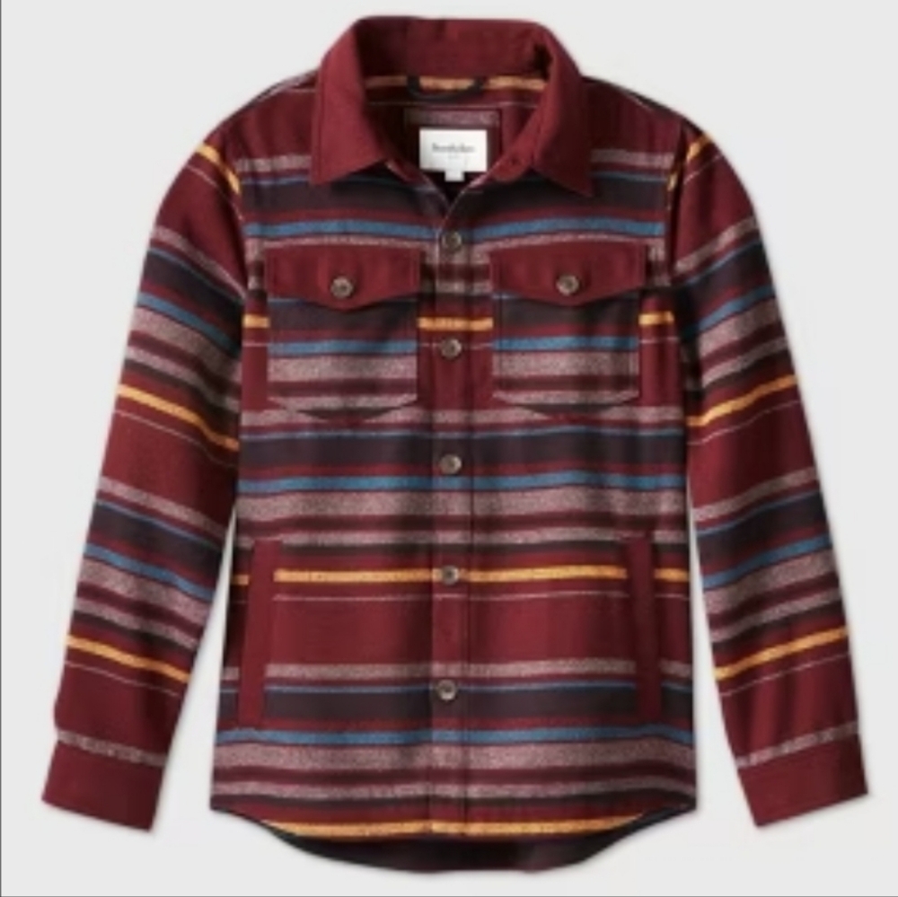 Men's Striped Shirt Jacket - Goodfellow & Co Size S